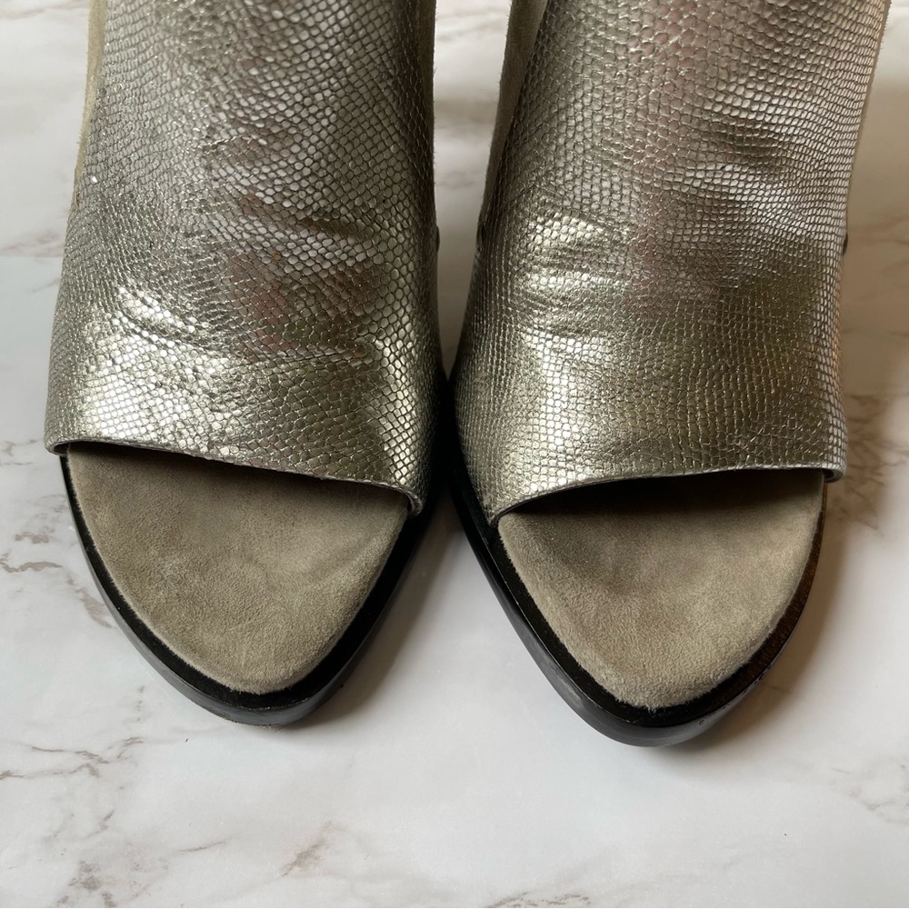 Alexander Wang Luisa Silver Suede Open Peep Toe High Heels 38 - Picture 4 of 9